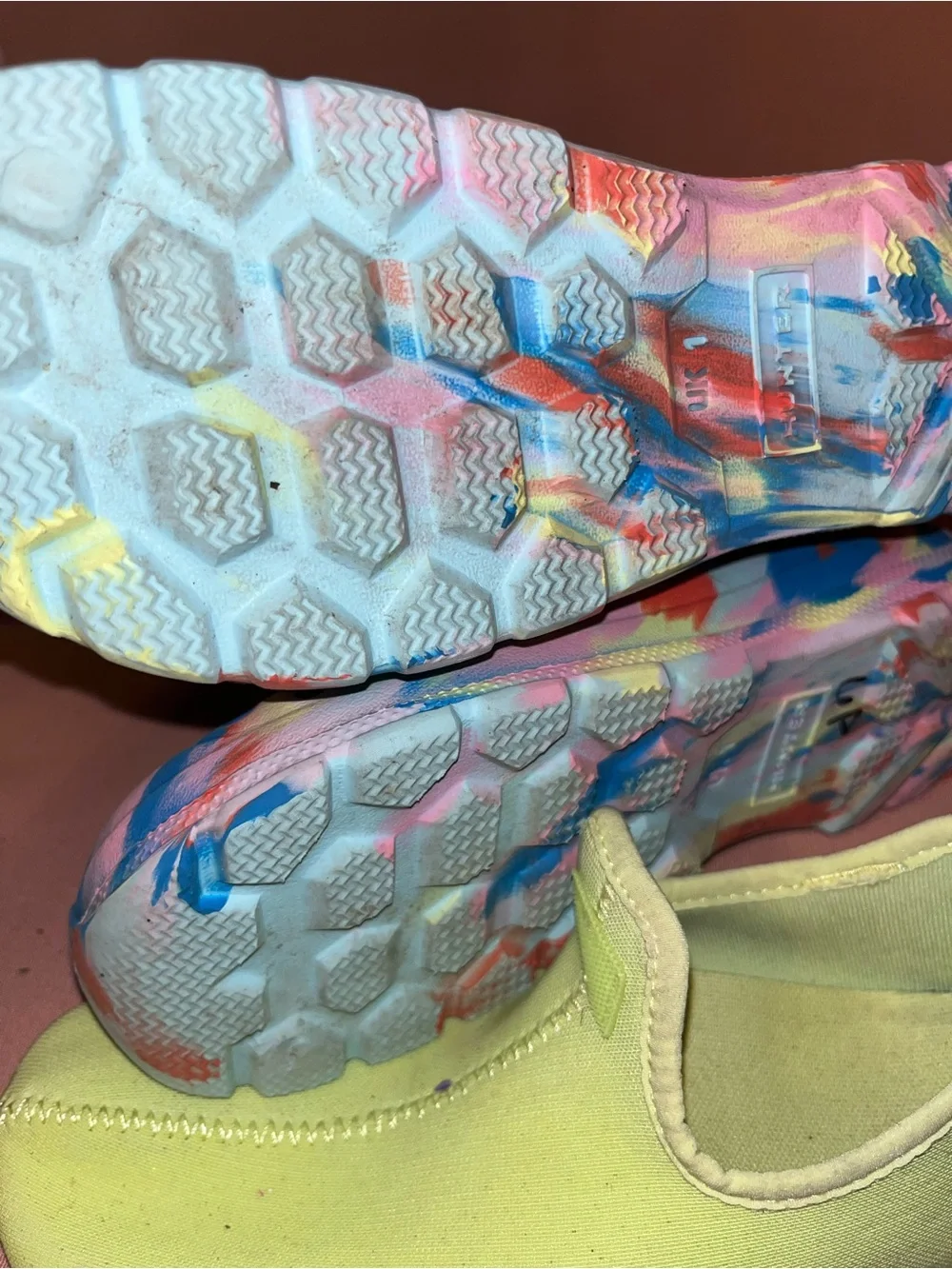 Hunter Light Blue Slip-On Water Shoes with Multicolor Paint Accents